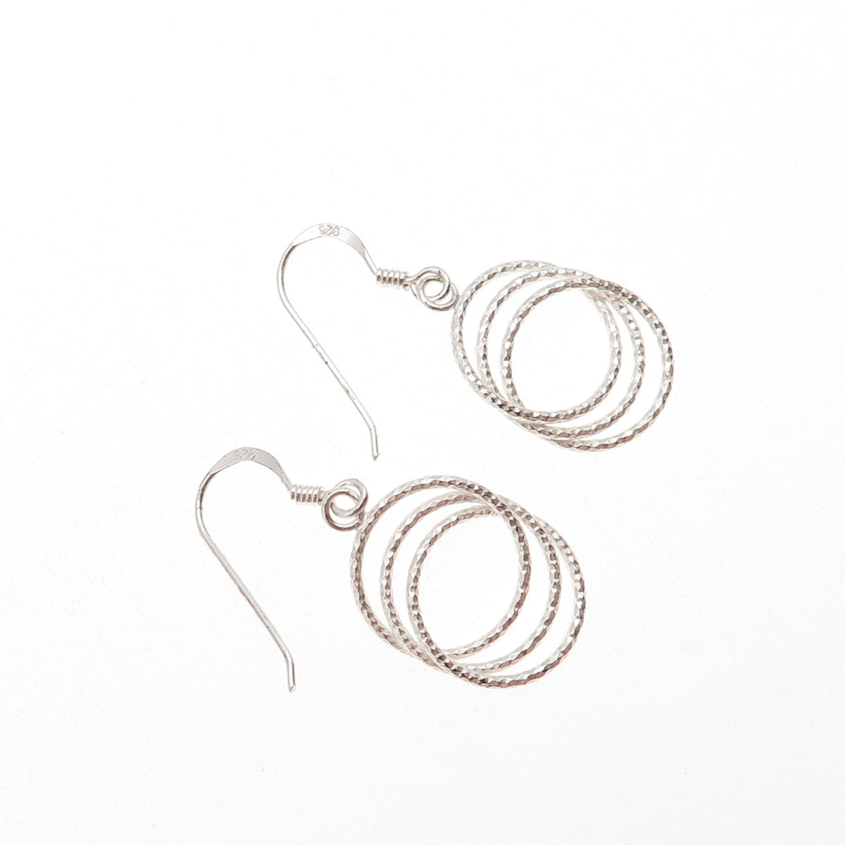 925 Sterling Silver Interlocked Circle Dangle Earrings