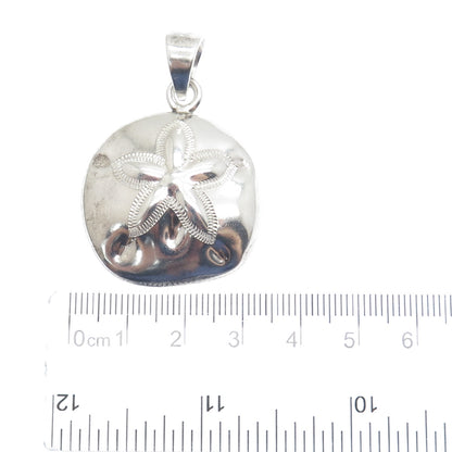 925 Sterling Silver Vintage Sand Dollar Oxidized Charm Pendant