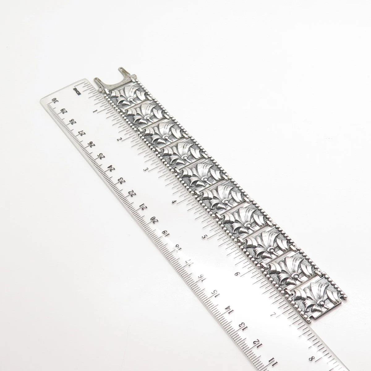 925 Sterling Silver Vintage Ornate Panel Link Bracelet 7"