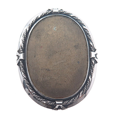 925 Sterling Silver Vintage England Picture Frame Oxidized Pin Brooch