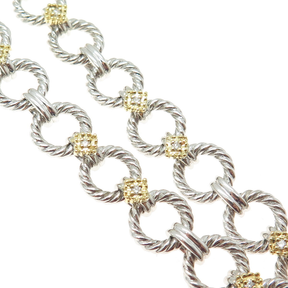 DANWAK 18K Gold Sterling 13-Diamond 0.20ct & Smoky Quartz 11.86ct Necklace 16"