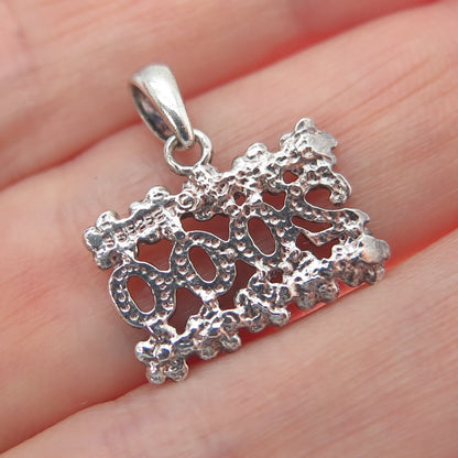 925 Sterling Silver Vintage C Z 2000 Millennium Flower Minimalist Charm Pendant