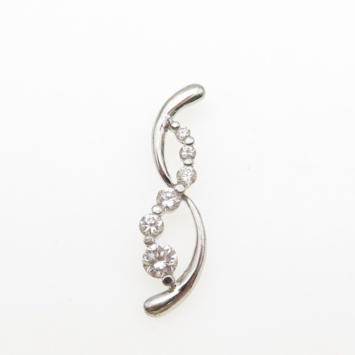 925 Sterling Silver Graduated Round-Cut C Z Infinity Slide Charm Pendant