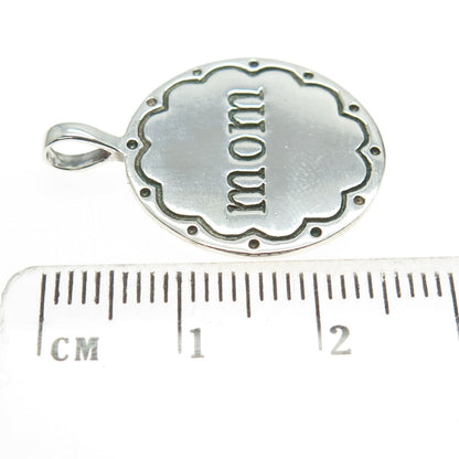 925 Sterling Silver Vintage "Mom" Round Pendant