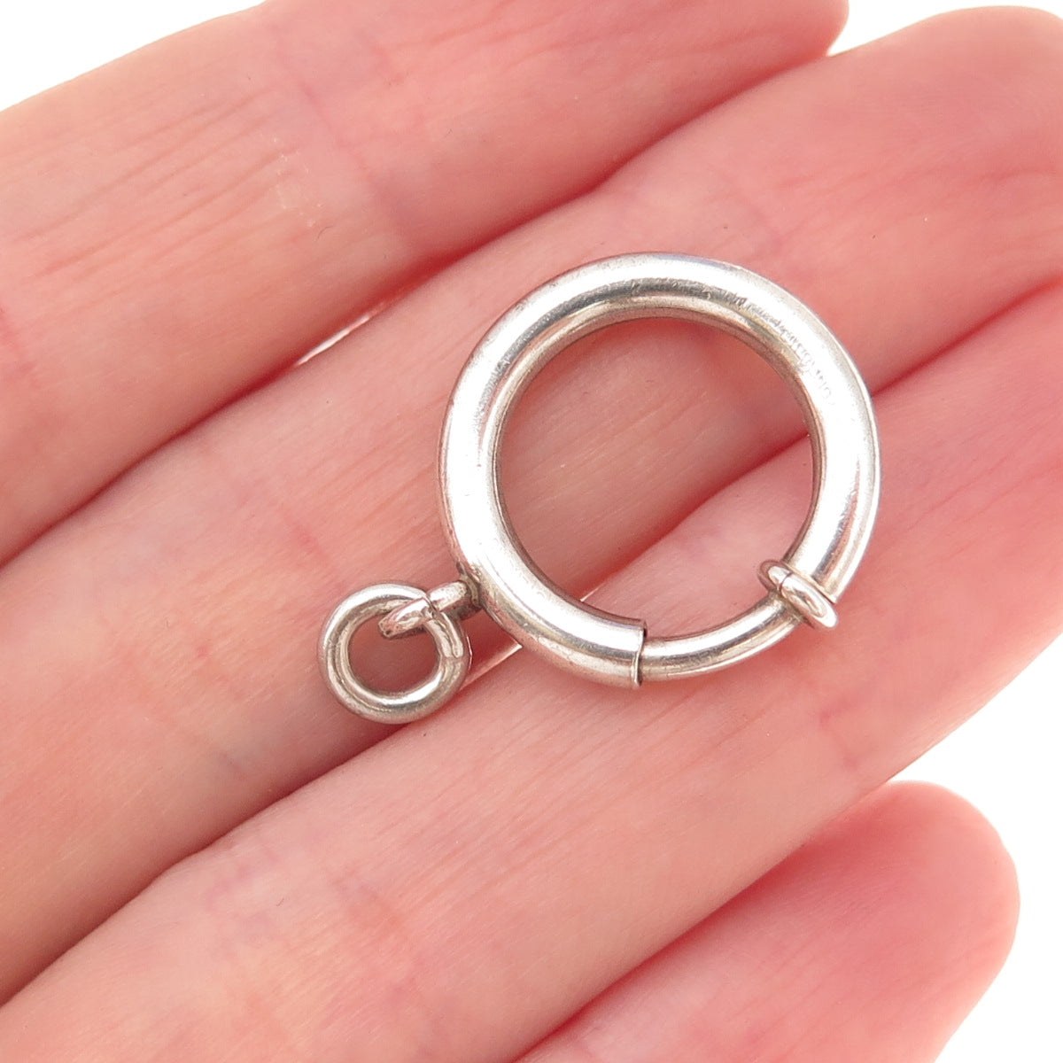 925 Sterling Silver Antique Art Deco Bracelet / Necklace Spring Ring Lock Clasp