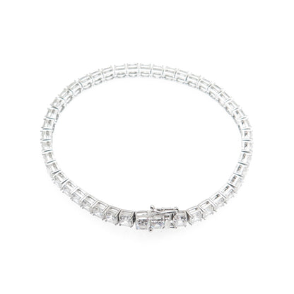 925 Sterling Silver Asscher-Cut C Z Tennis Link Bracelet 7.5"