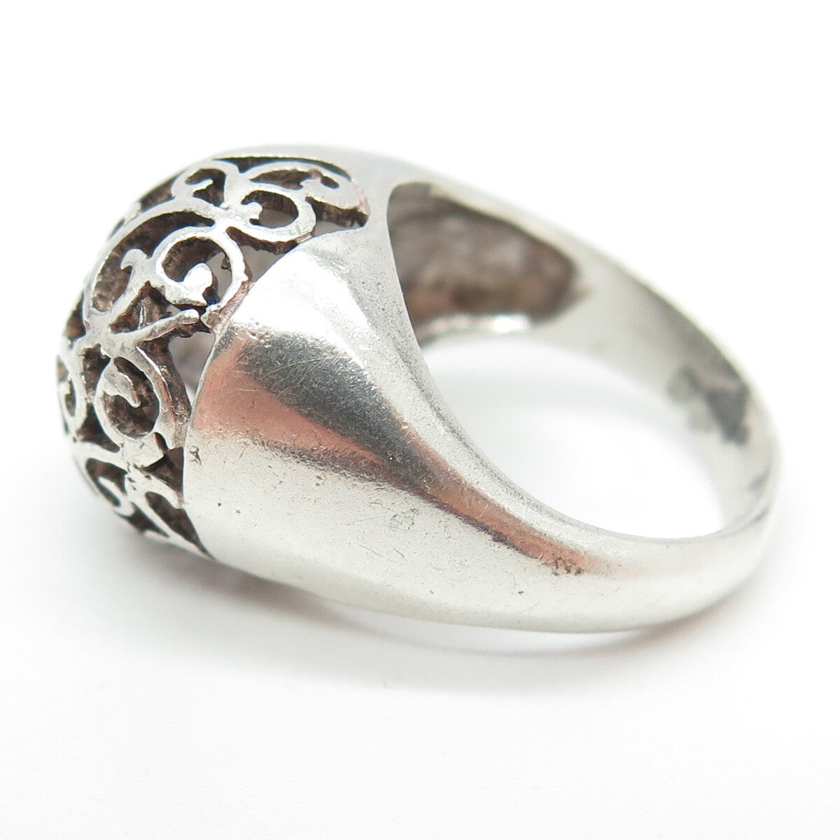 925 Sterling Silver Vintage Swirl Domed Ring Size 6.25