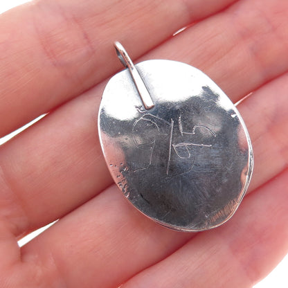 Old Pawn 925 Sterling Silver Vintage Southwestern Turquoise Tribal Charm Pendant