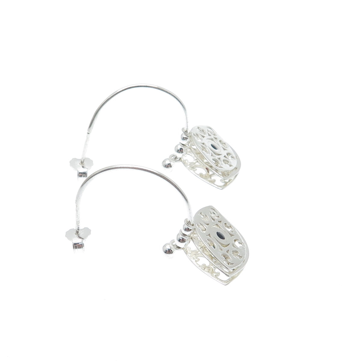 925 Sterling Silver Enamel Evil's Eye Amulet Interchangeable Charm Hoop Earrings