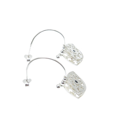 925 Sterling Silver Enamel Evil's Eye Amulet Interchangeable Charm Hoop Earrings