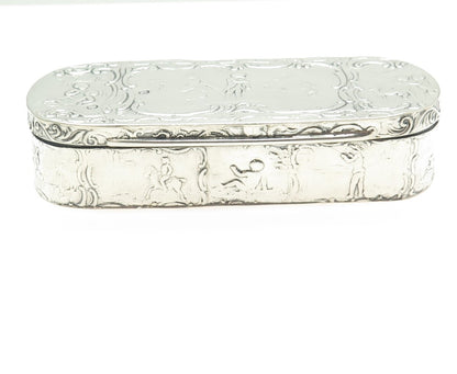 930 Silver Antique Art Deco Netherlands Genre Scene Collectable Tobacco Box