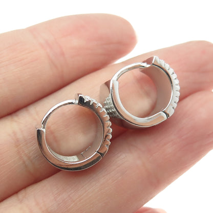 925 Sterling Silver Round-Cut C Z Sparkle Hoop Earrings