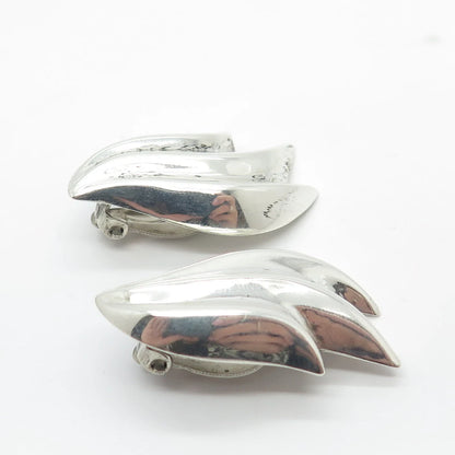 925 Sterling Silver Vintage Ribbed Clip On Earrings
