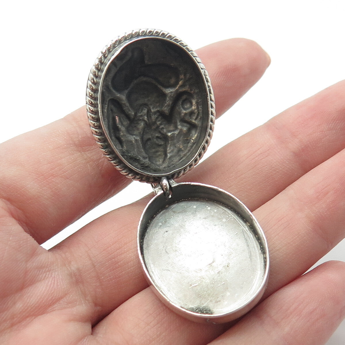 925 Sterling Silver Vintage Ganesha Hindu Goddess Locket Pendant