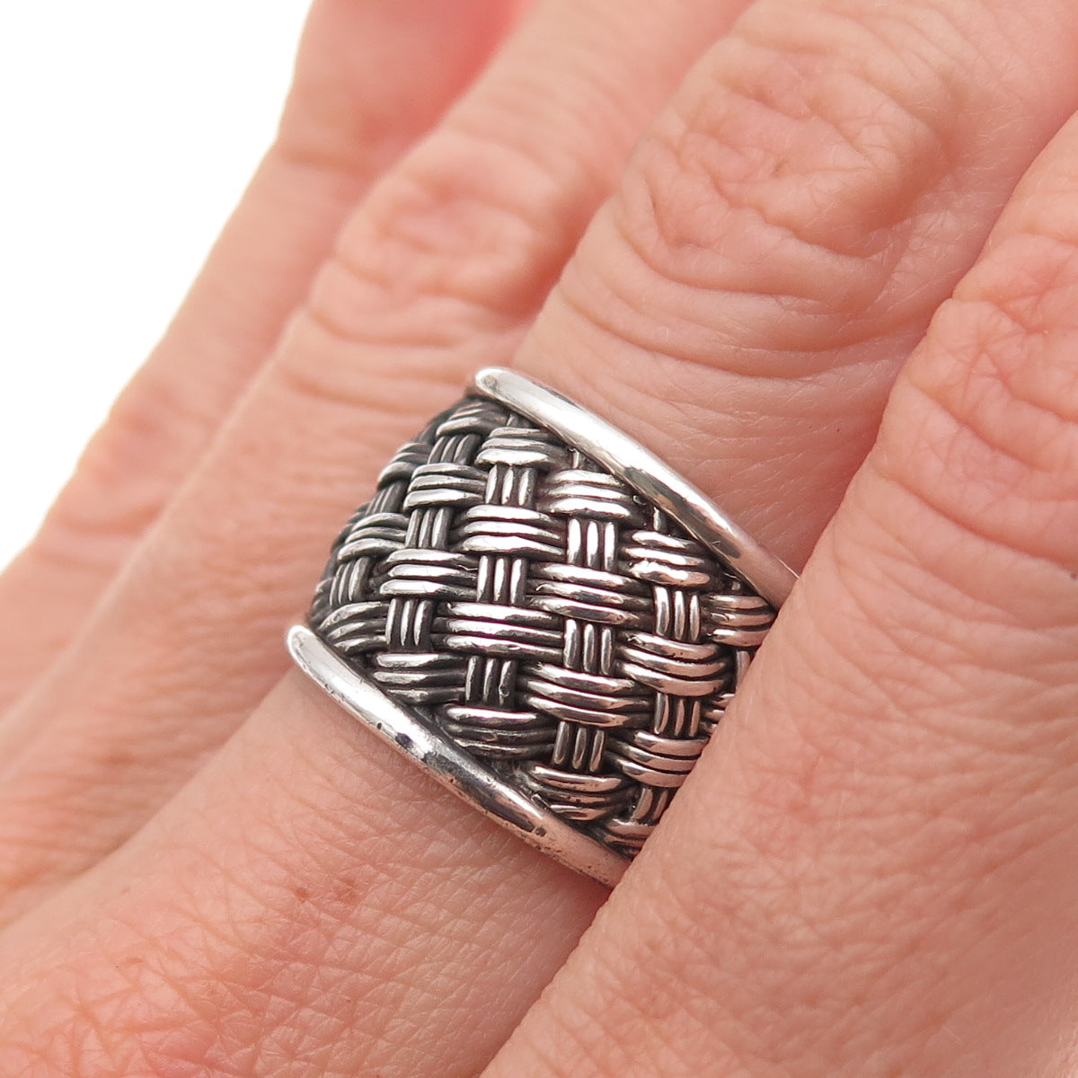 Suarti Bali 925 Sterling Silver Vintage Woven Oxidized Ring Size 7.25