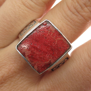 PHLD PlayHardLookDope 925 Sterling Silver Real Coral Ring Size 10.75