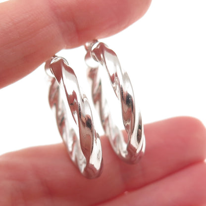 925 Sterling Silver Vintage Italy Twisted Hoop Earrings