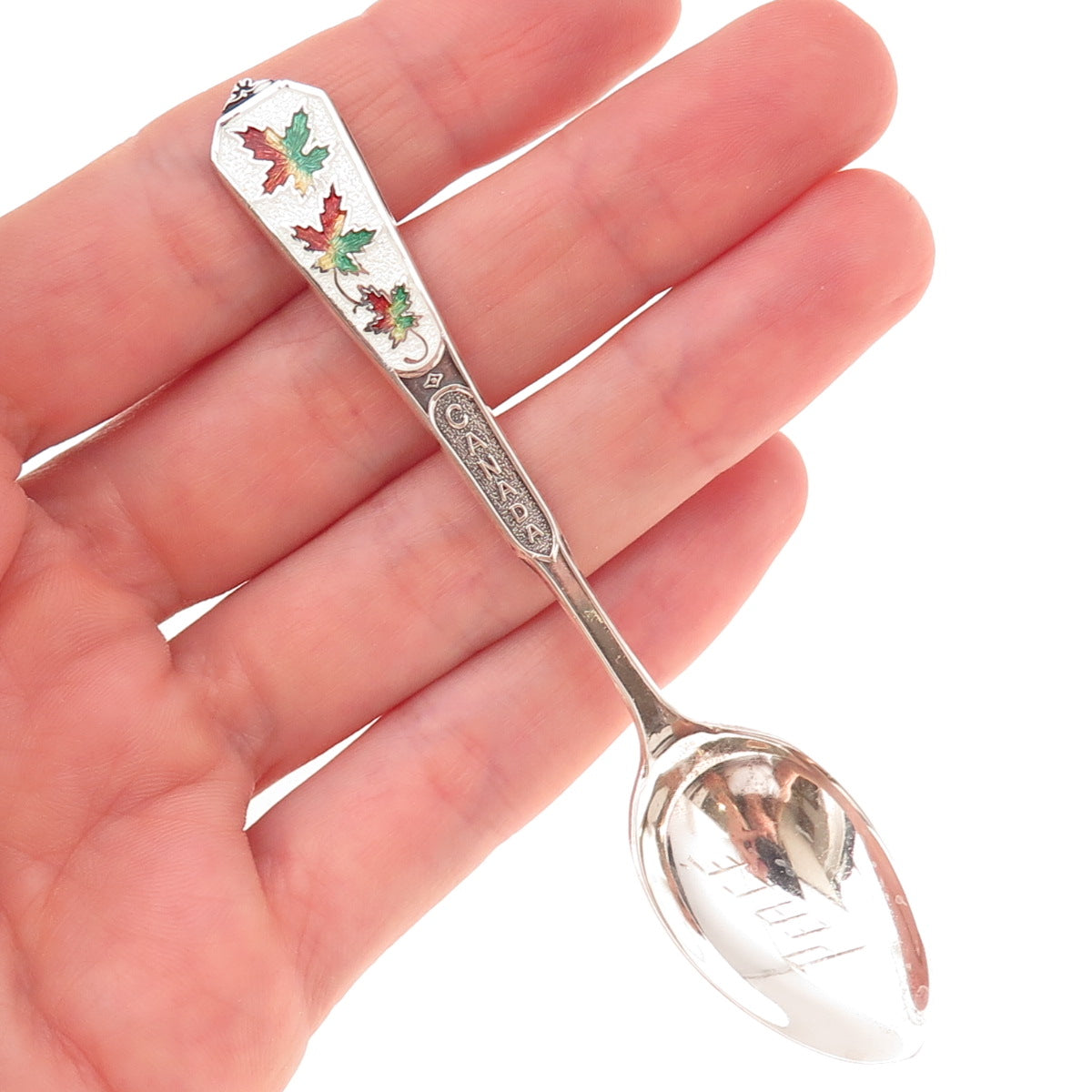 Breadner Co. 925 Sterling Silver Antique Art Deco Enamel Canada Coffee Spoon