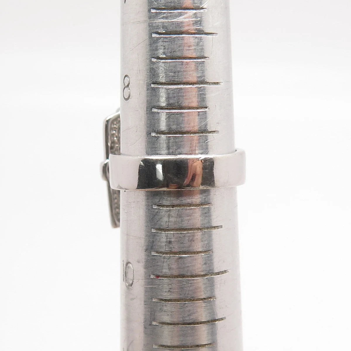 925 Sterling Silver Vintage MRB Wide Belt Buckle Ring Size 9