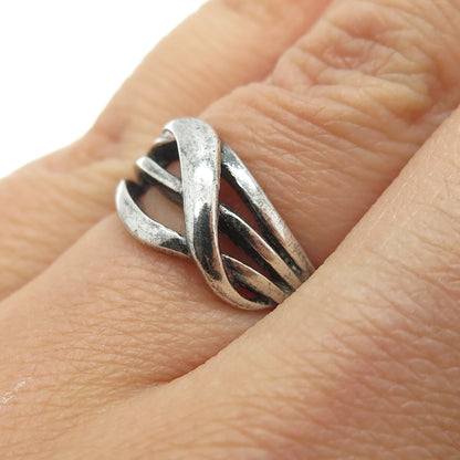 CHAPAL ZENRAY 925 Sterling Silver Vintage Crisscross Oxidized Ring Size 6
