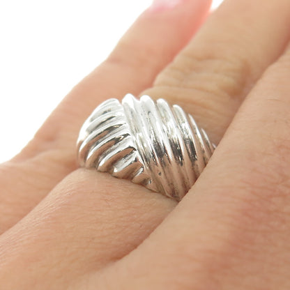 J. ESPOSITO 925 Sterling Silver Vintage Ribbed Ring Size 6