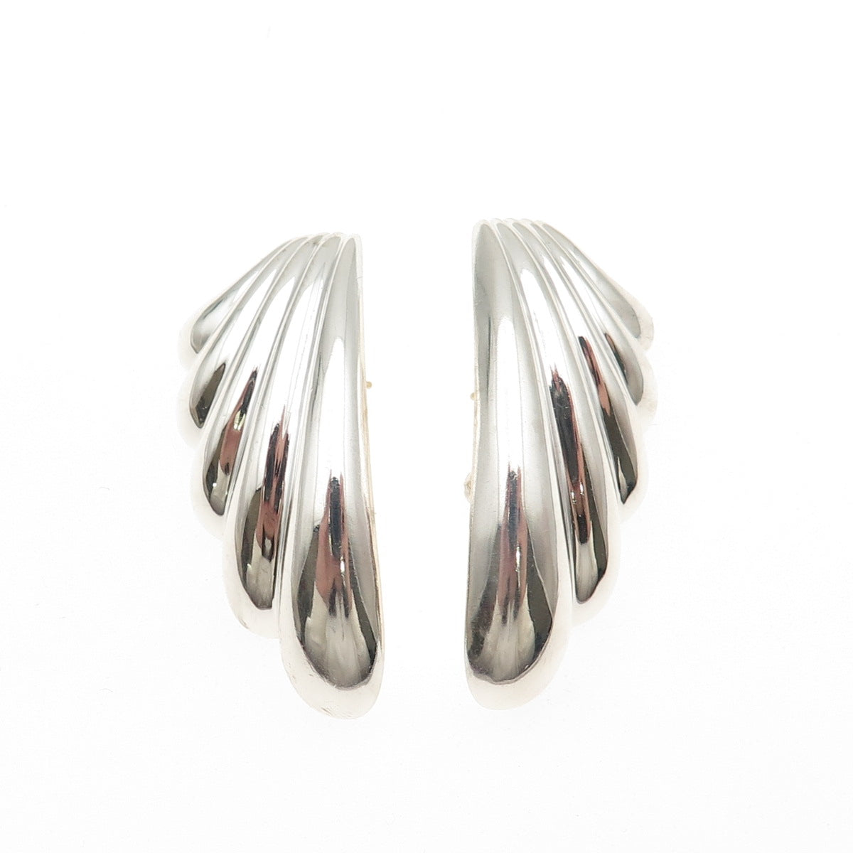 Mikal-Jon Bayanihan 925 Sterling 14K Posts Vintage Modernist Omega Back Earrings