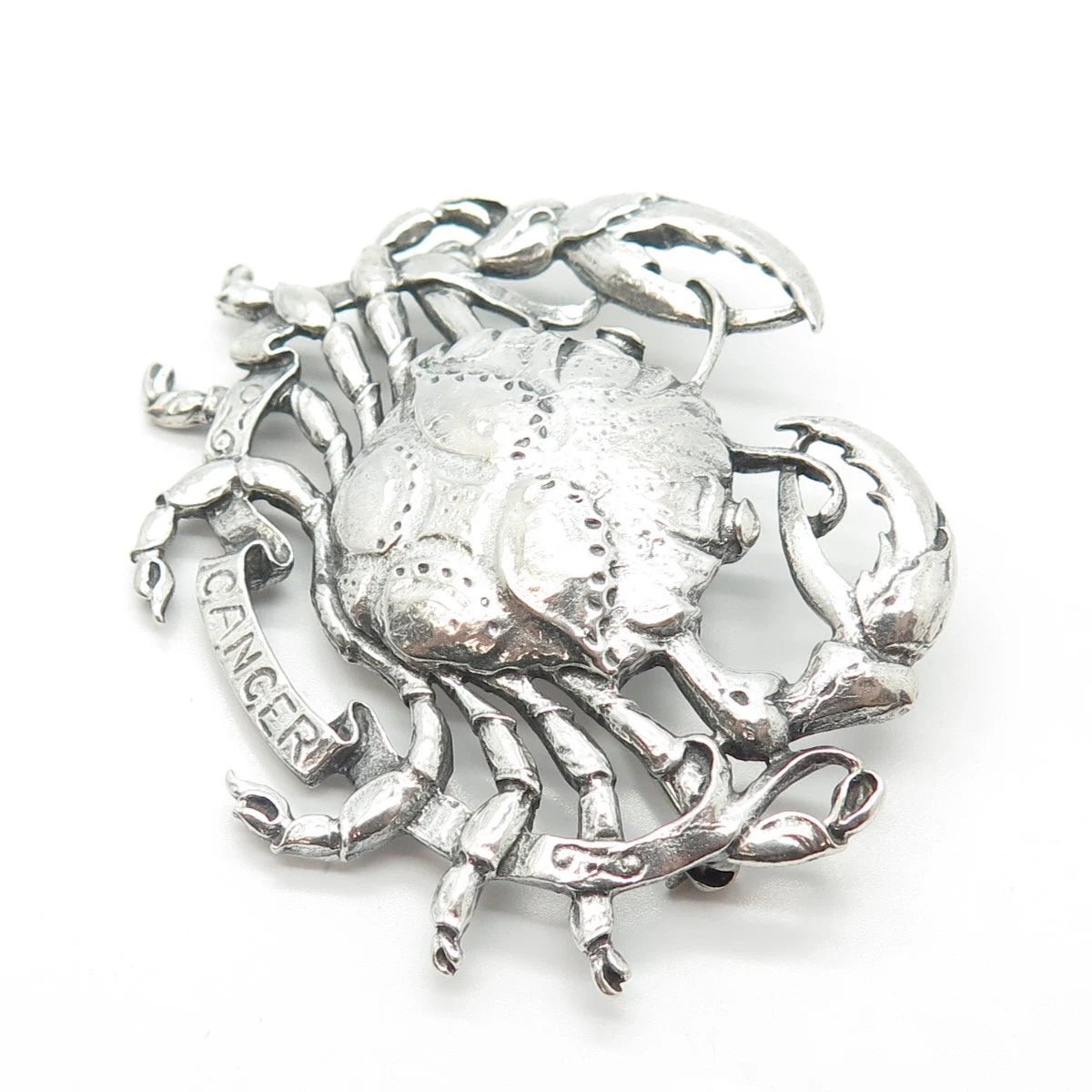 925 Sterling Silver Vintage Cini Cancer Zodiac Sign Pin Brooch