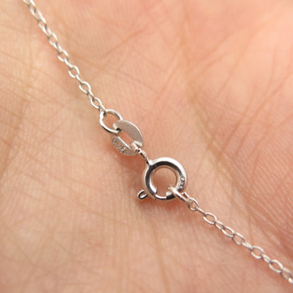 925 Sterling Silver Real White & Black Diamond Infinity Rolo Chain Necklace 16"