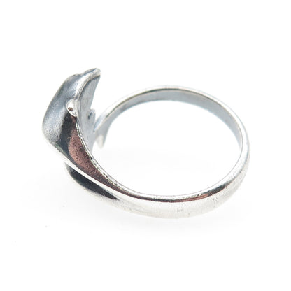 925 Sterling Silver Vintage Dolphin Couple Oxidized Ring Size 8.75