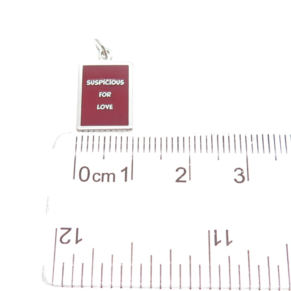925 Sterling Silver Red Enamel Suspicious For Love Minimalist Charm Pendant