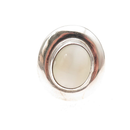 925 Sterling Silver Vintage Lab-Created Cat's Eye Modernist Ring Size 7.75