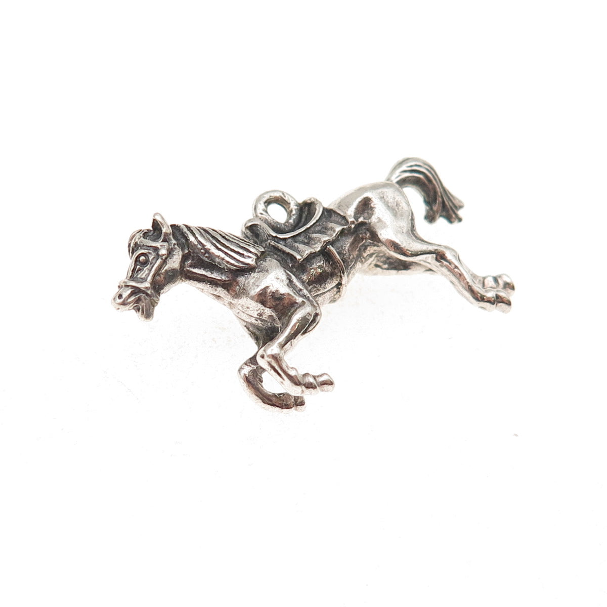925 Sterling Silver Antique Art Deco Horse Oxidized Charm Pendant