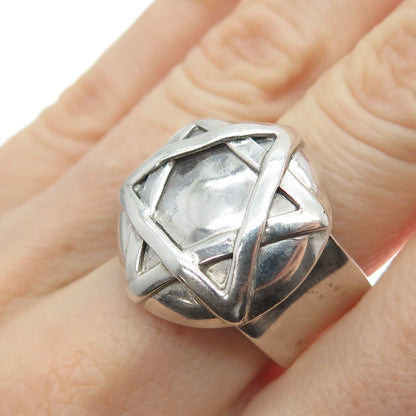 950 Silver Vintage Star of David Adjustable Ring Size 7.5