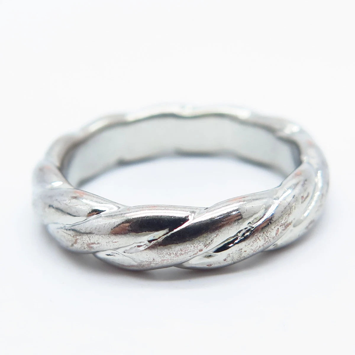 925 Sterling Silver Vintage Twisted Band Ring Size 8.25
