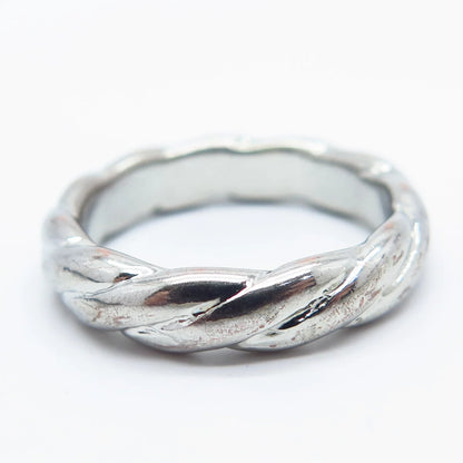 925 Sterling Silver Vintage Twisted Band Ring Size 8.25