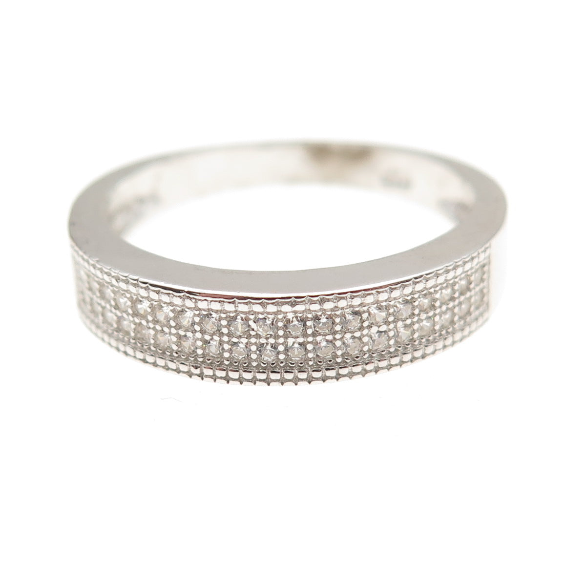 925 Sterling Silver Round-Cut C Z Sparkle Ring Size 9