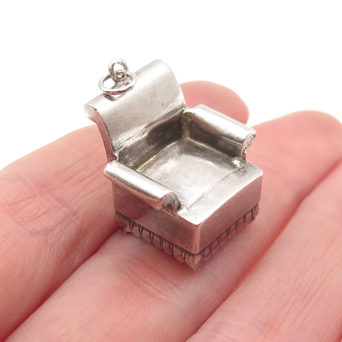 925 Sterling Silver Antique China Chair Oxidized 3D Mini Charm Pendant