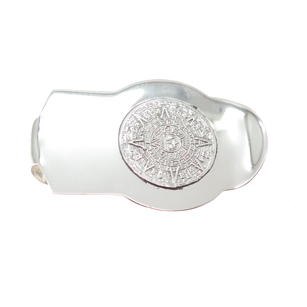 925 Sterling Silver Vintage Mexico Mayan Calendar Money Clip