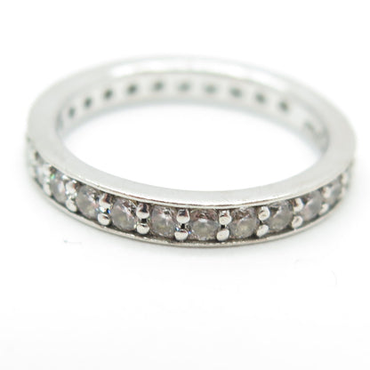 925 Sterling Silver Round-Cut C Z "Endless Love" All Around Eternity Ring Size 6