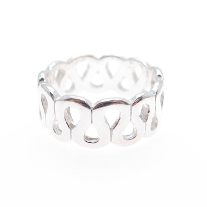 925 Sterling Silver Vintage Modernist Zig Zag Band Ring Size 7.25