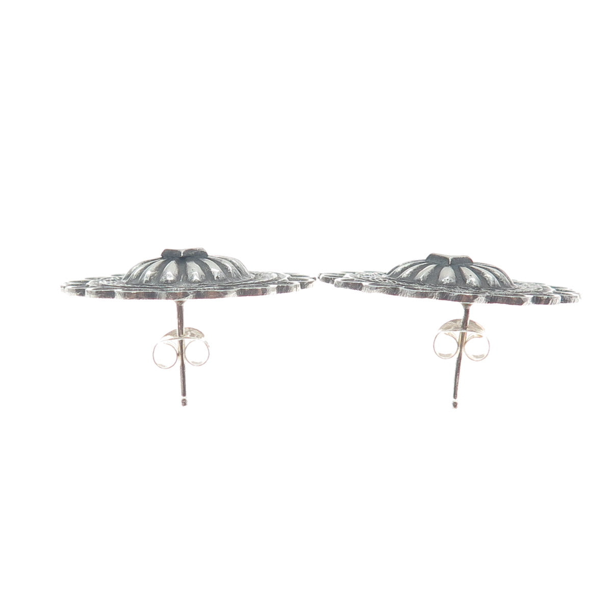 FRED MALONEY NAVAJO Old Pawn Sterling Silver Vintage Concho Oxidized Earrings