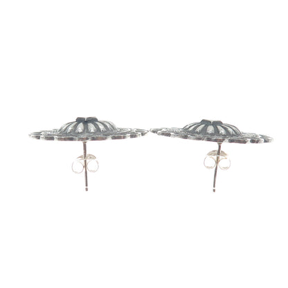 FRED MALONEY NAVAJO Old Pawn Sterling Silver Vintage Concho Oxidized Earrings