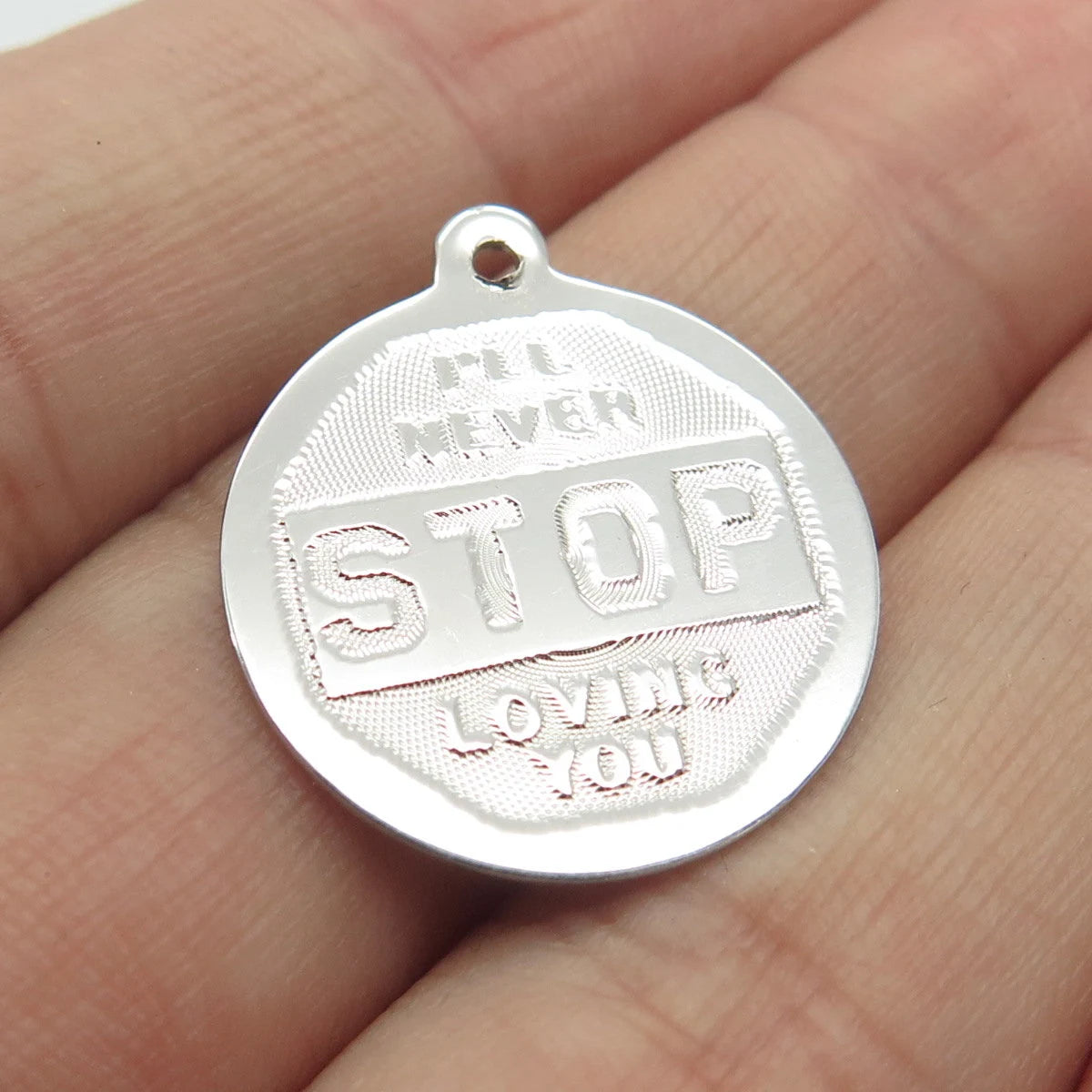 925 Sterling Silver Vintage Jeanor "I'll Never Stop Loving You" Pendant