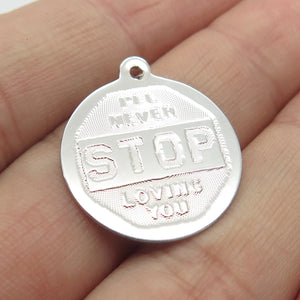 925 Sterling Silver Vintage Jeanor "I'll Never Stop Loving You" Pendant