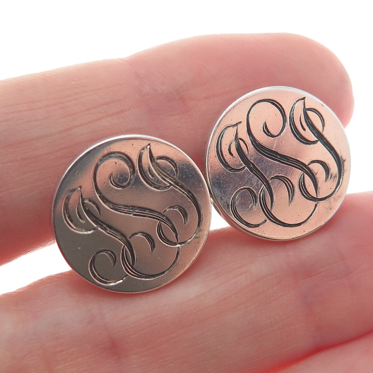 RALPH LAUREN 925 Sterling Silver Antique Birmingham "JSJ" Signet Cufflinks