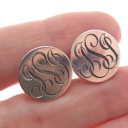 RALPH LAUREN 925 Sterling Silver Antique Birmingham "JSJ" Signet Cufflinks