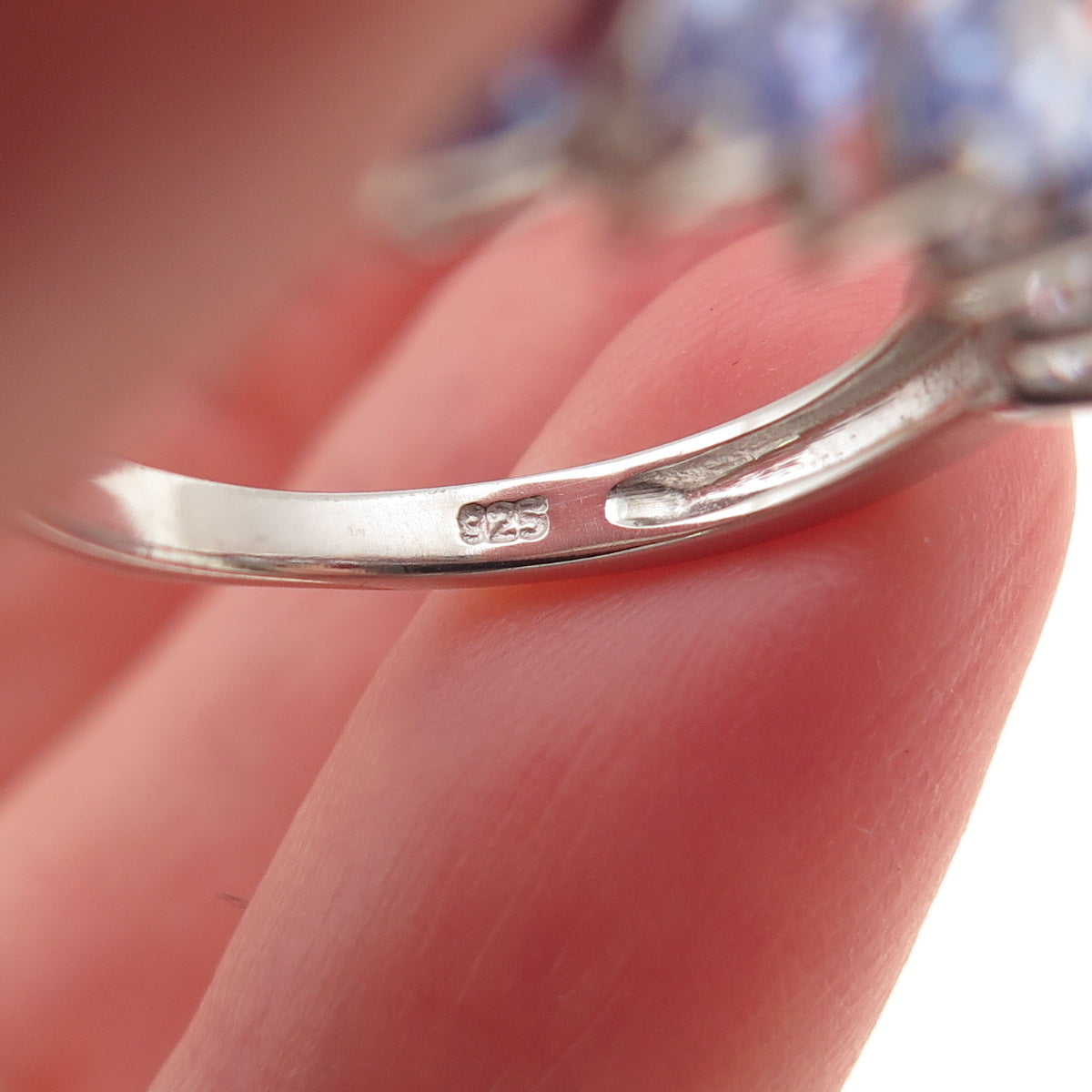 Chuck Clemency 925 Sterling Silver Real Marquise-Cut Tanzanite Ring Size 7