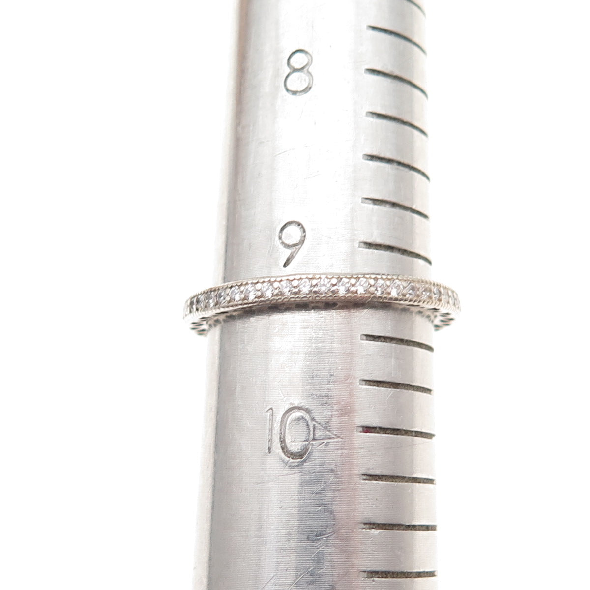 Pandora 925 Sterling Silver C Z Sparkle and Hearts Band Ring Size 9.25