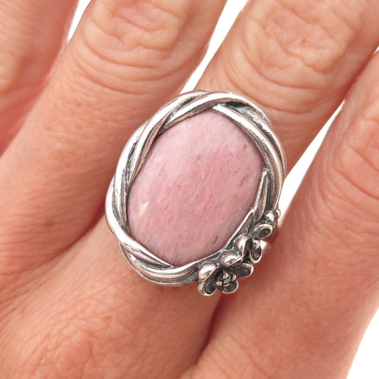 Pandora 925 Sterling Silver Real Rhodonite Wanda's Garden Ring Size 5
