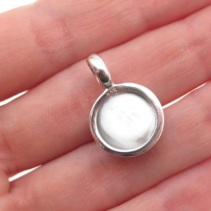 925 Sterling Silver Vintage Real Tahitian Blue Pearl Charm Pendant